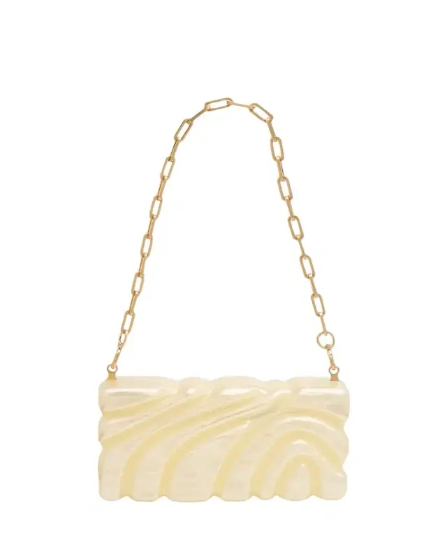 Cult Gaia Aura Sculptural Marbled Acrylic Clutch Bag