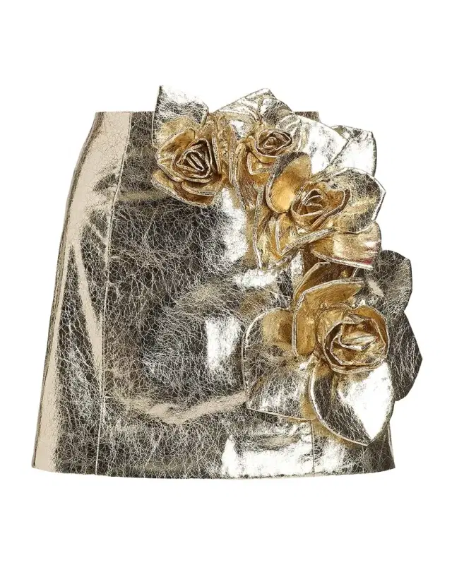 Aksel Metallic Faux Leather Mini Skirt