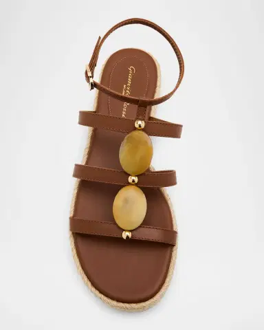 Gianvito Rossi Leather Strappy Sandals with Stone Embellishment | Thumbnail 5 Gianvito Rossi Leather Strappy Sandals with Stone Embellishment | Thumbnail 5