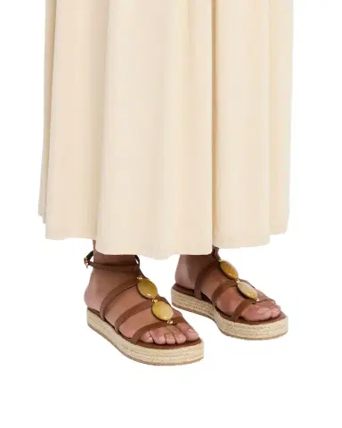 Gianvito Rossi Leather Strappy Sandals with Stone Embellishment | Thumbnail 1 Gianvito Rossi Leather Strappy Sandals with Stone Embellishment | Thumbnail 1