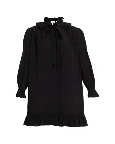 Chloé Ruffle Neck-Tie Silk Mini Shirtdress | Thumbnail 1 Chloé Ruffle Neck-Tie Silk Mini Shirtdress | Thumbnail 1