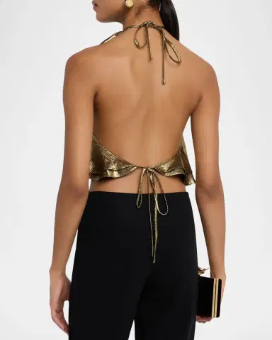 AKNVAS Bodil Metallic Ruffle Top | Thumbnail 2