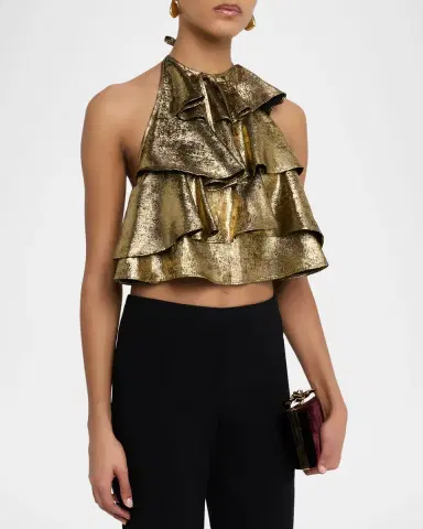 AKNVAS Bodil Metallic Ruffle Top | Thumbnail 3