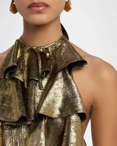 AKNVAS Bodil Metallic Ruffle Top | Thumbnail 4