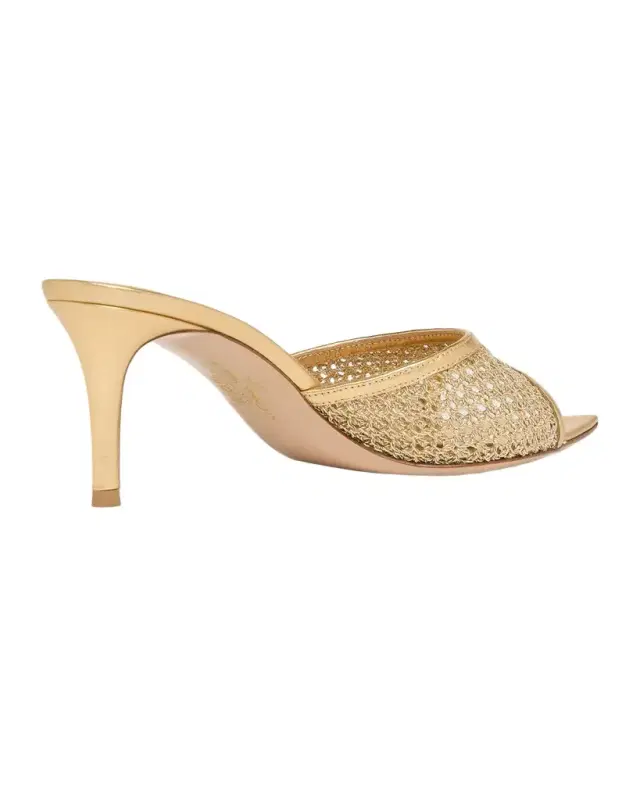 70mm Sienna Metallic Knit Mule Sandals