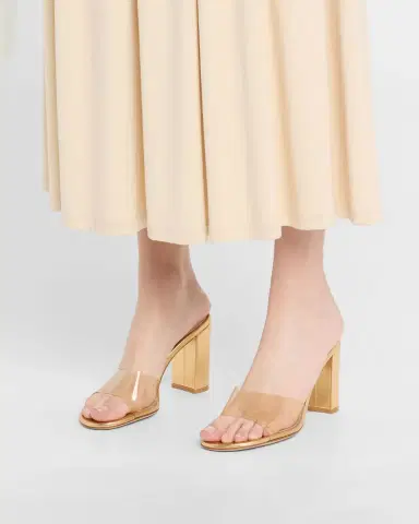 Gianvito Rossi Transparent Metal Block-Heel Mule Sandals | Thumbnail 2