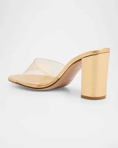 Gianvito Rossi Transparent Metal Block-Heel Mule Sandals | Thumbnail 4