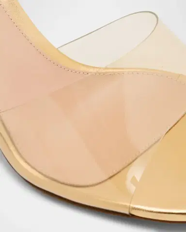 Gianvito Rossi Transparent Metal Block-Heel Mule Sandals | Thumbnail 5