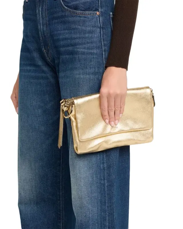 Callie Metallic Leather Shoulder Bag