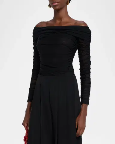 L'Agence Poppie Gathered Off-Shoulder Bodysuit | Thumbnail 3