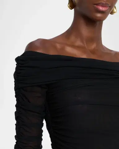L'Agence Poppie Gathered Off-Shoulder Bodysuit | Thumbnail 4