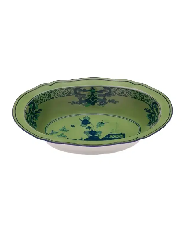 GINORI 1735 Oriente Italiano Malachite Deep Oval Serving Bowl
