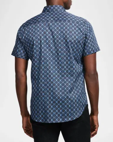 Robert Graham Men's Bramston Geometric Satin Short-Sleeve Shirt | Thumbnail 2
