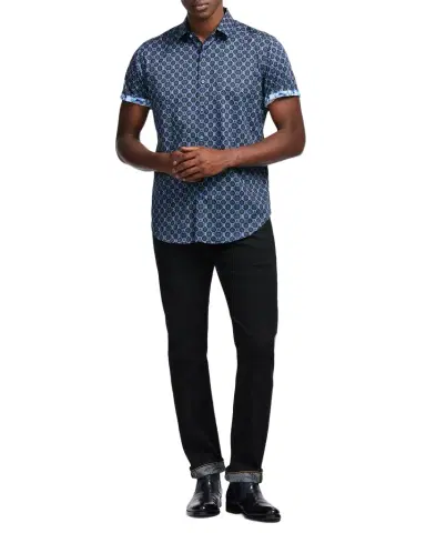 Robert Graham Men's Bramston Geometric Satin Short-Sleeve Shirt | Thumbnail 1