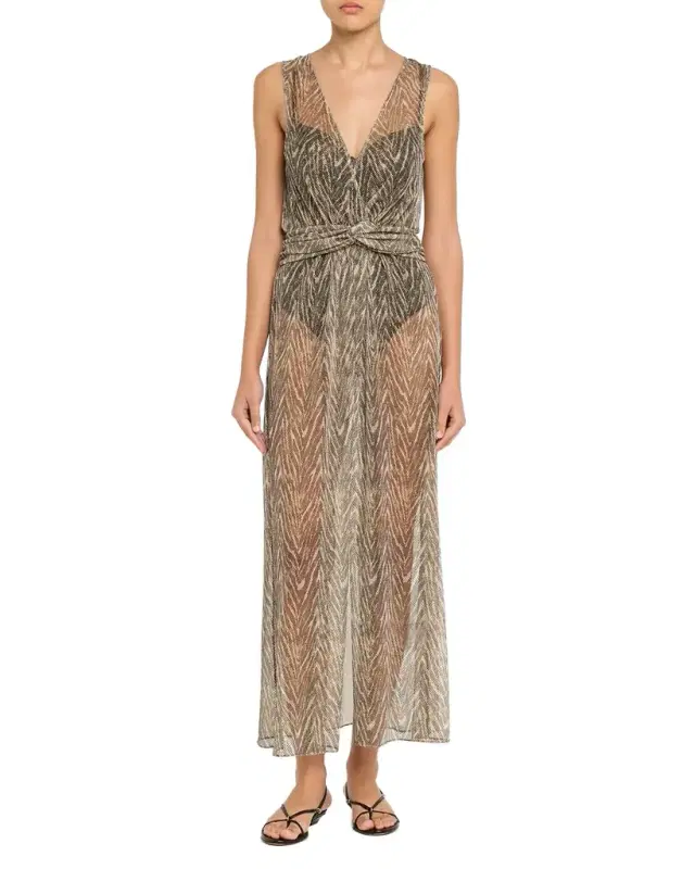 Sahana Zebra Sheer Coverup Maxi Dress
