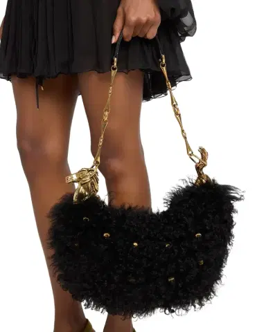 Chloé Chain Horse Shoulder Bag in Curly Shearling | Thumbnail 1 Chloé Chain Horse Shoulder Bag in Curly Shearling | Thumbnail 1