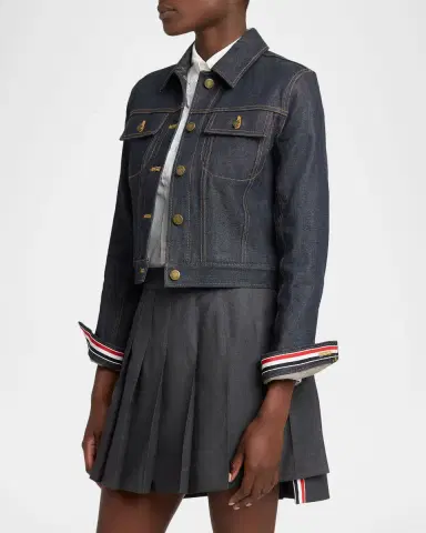 Thom Browne Shrunken Denim Jacket | Thumbnail 3 Thom Browne Shrunken Denim Jacket | Thumbnail 3