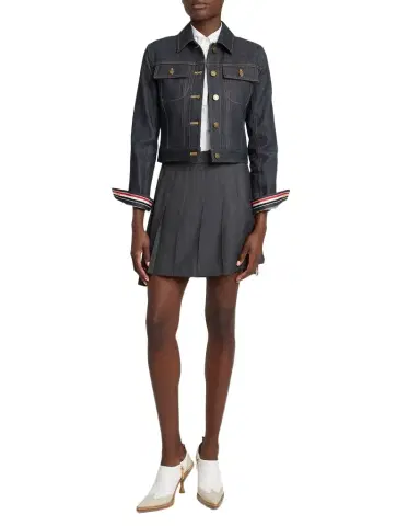 Thom Browne Shrunken Denim Jacket | Thumbnail 1 Thom Browne Shrunken Denim Jacket | Thumbnail 1