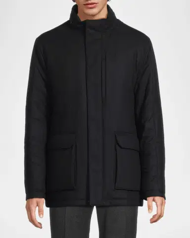 Corneliani Men's Technical Cashmere Field Jacket with Hood | Thumbnail 5 Corneliani Men's Technical Cashmere Field Jacket with Hood | Thumbnail 5