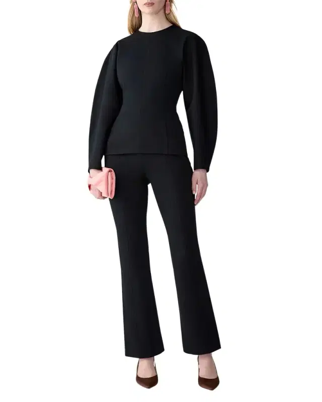 Viscose Crepe Kickflare-Leg Pants