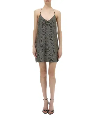Roberto Cavalli Jaguar Strass Halter Mini Slip Dress | Thumbnail 1