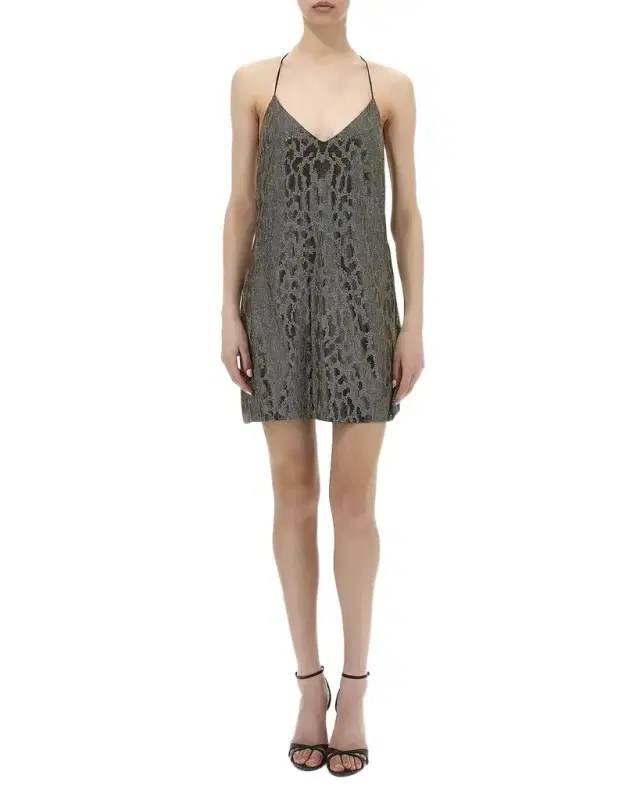 Jaguar Strass Halter Mini Slip Dress