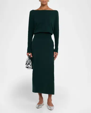 SIMKHAI Janese Long-Sleeve Wool Midi Dress | Thumbnail 2
