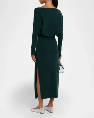 SIMKHAI Janese Long-Sleeve Wool Midi Dress | Thumbnail 3