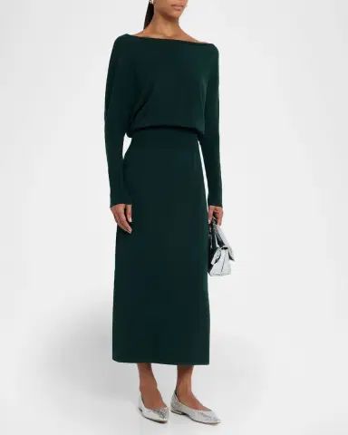SIMKHAI Janese Long-Sleeve Wool Midi Dress | Thumbnail 4