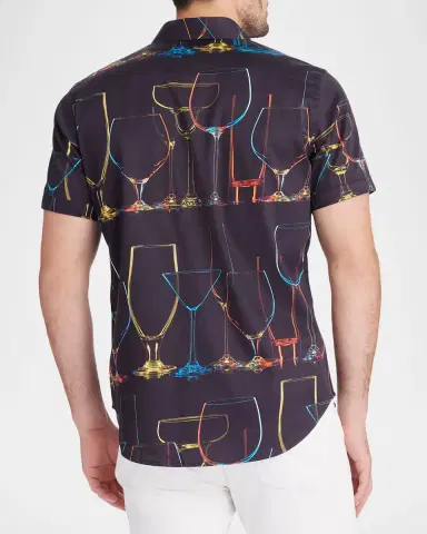 Robert Graham Men's Neon Nights Satin Short-Sleeve Shirt | Thumbnail 2