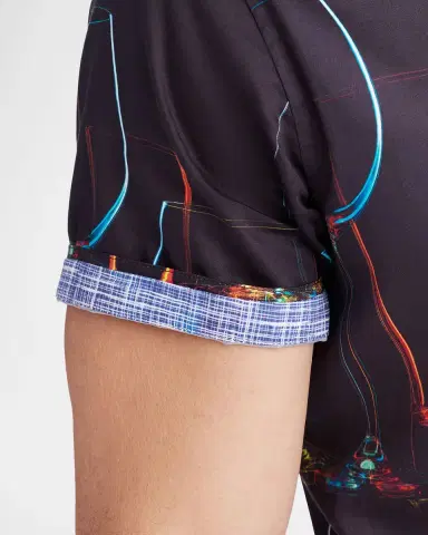 Robert Graham Men's Neon Nights Satin Short-Sleeve Shirt | Thumbnail 4