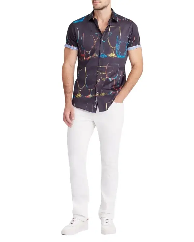 Men 's Neon Nights Satin Short-Sleeve Shirt