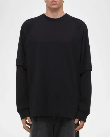 Helmut Lang Men's Double-Layer Waffle Sleeve T-Shirt | Thumbnail 3 Helmut Lang Men's Double-Layer Waffle Sleeve T-Shirt | Thumbnail 3