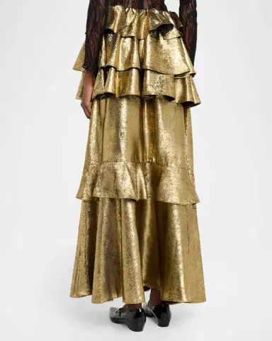 AKNVAS Vilhelmine Metallic Tiered Maxi Skirt | Thumbnail 2 AKNVAS Vilhelmine Metallic Tiered Maxi Skirt | Thumbnail 2