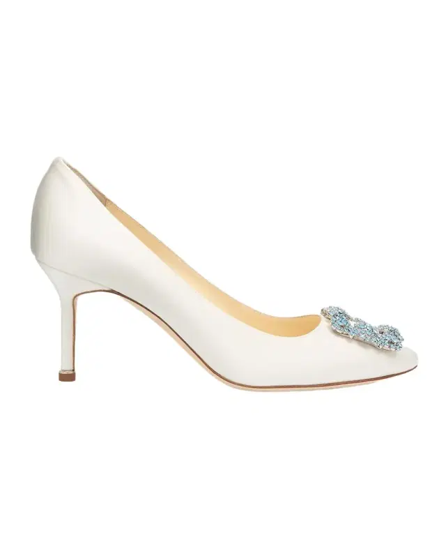 70mm Hangisi Satin Pumps with Crystal Buckle