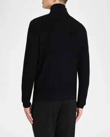Emporio Armani Men's Grid Check Jacquard Quarter-Zip Sweater | Thumbnail 3 Emporio Armani Men's Grid Check Jacquard Quarter-Zip Sweater | Thumbnail 3