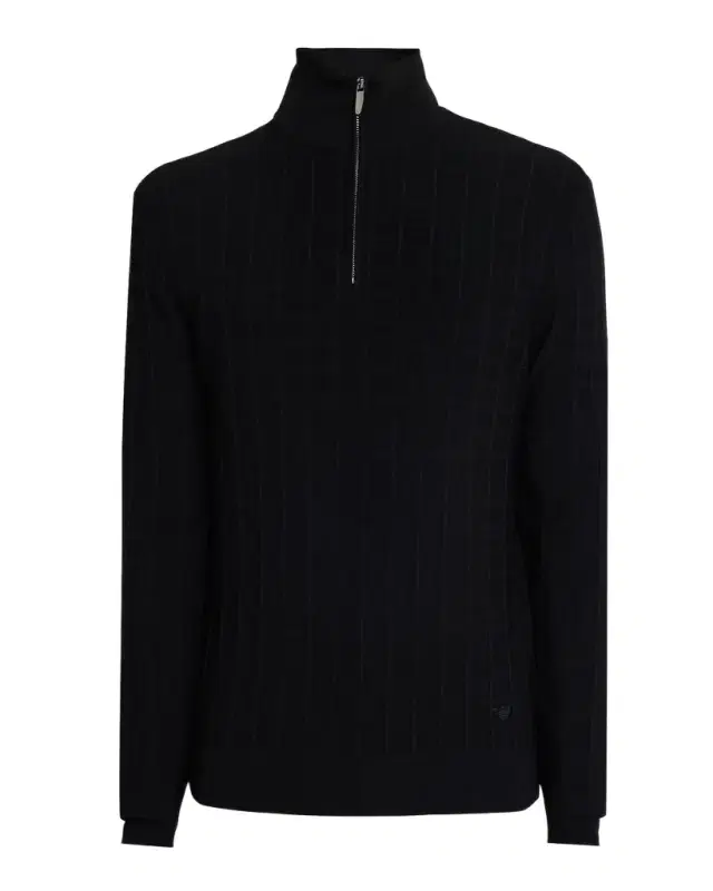 Men's Grid Check Jacquard Quarter-Zip Sweater