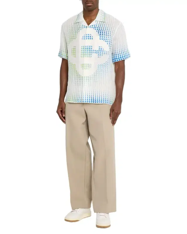 x Martin Naumann Men 's Dots Linen Short-Sleeve Shirt
