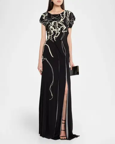 Jason Wu Collection Bicolor Scribble-Print Gown | Thumbnail 2 Jason Wu Collection Bicolor Scribble-Print Gown | Thumbnail 2