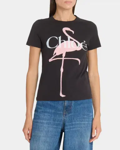 Chloé Flamingo Logo Short-Sleeve T-Shirt | Thumbnail 4