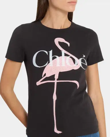 Chloé Flamingo Logo Short-Sleeve T-Shirt | Thumbnail 5