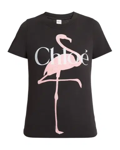 Chloé Flamingo Logo Short-Sleeve T-Shirt | Thumbnail 1