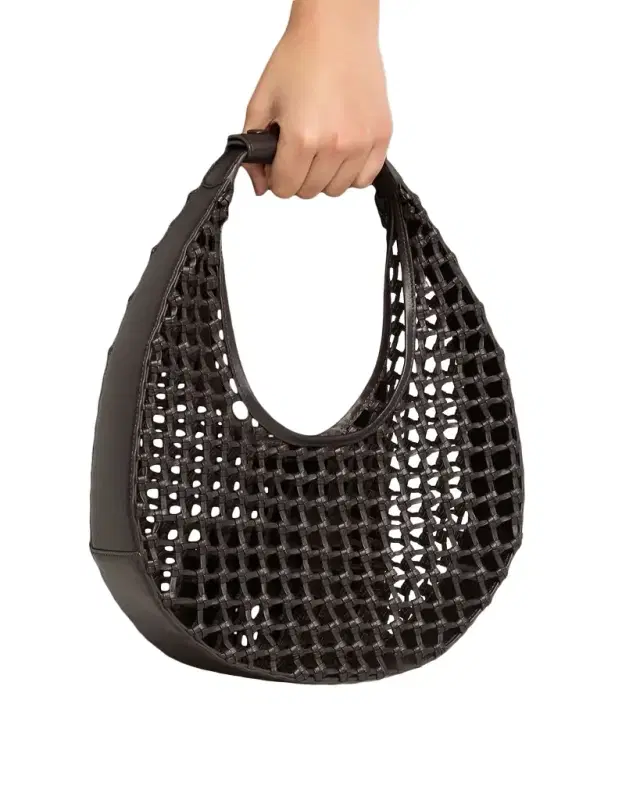 Moon Open-Knot Leather Shoulder Bag
