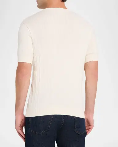 Emporio Armani Men's Jacquard Stripe Short-Sleeve Sweater | Thumbnail 2 Emporio Armani Men's Jacquard Stripe Short-Sleeve Sweater | Thumbnail 2
