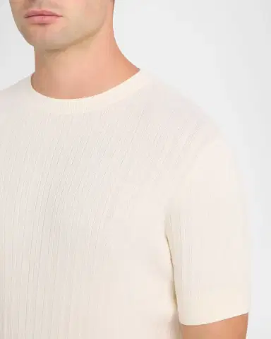 Emporio Armani Men's Jacquard Stripe Short-Sleeve Sweater | Thumbnail 4 Emporio Armani Men's Jacquard Stripe Short-Sleeve Sweater | Thumbnail 4
