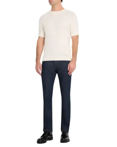 Emporio Armani Men's Jacquard Stripe Short-Sleeve Sweater | Thumbnail 1 Emporio Armani Men's Jacquard Stripe Short-Sleeve Sweater | Thumbnail 1