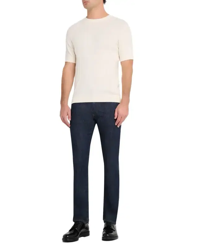 Emporio Armani Men 's Jacquard Stripe Short-Sleeve Sweater
