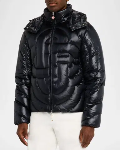 Casablanca Men's Monogram Quilted Nylon Hooded Puffer Jacket | Thumbnail 3 Casablanca Men's Monogram Quilted Nylon Hooded Puffer Jacket | Thumbnail 3
