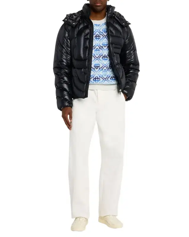 Men 's Monogram Quilted Nylon Hooded Puffer Jacket