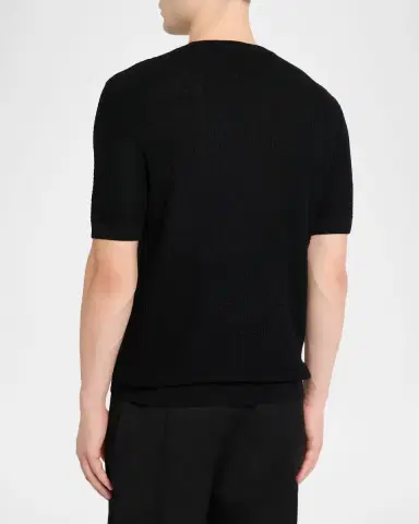 Emporio Armani Men's Texture-Knit Stretch Short-Sleeve Sweater | Thumbnail 2 Emporio Armani Men's Texture-Knit Stretch Short-Sleeve Sweater | Thumbnail 2